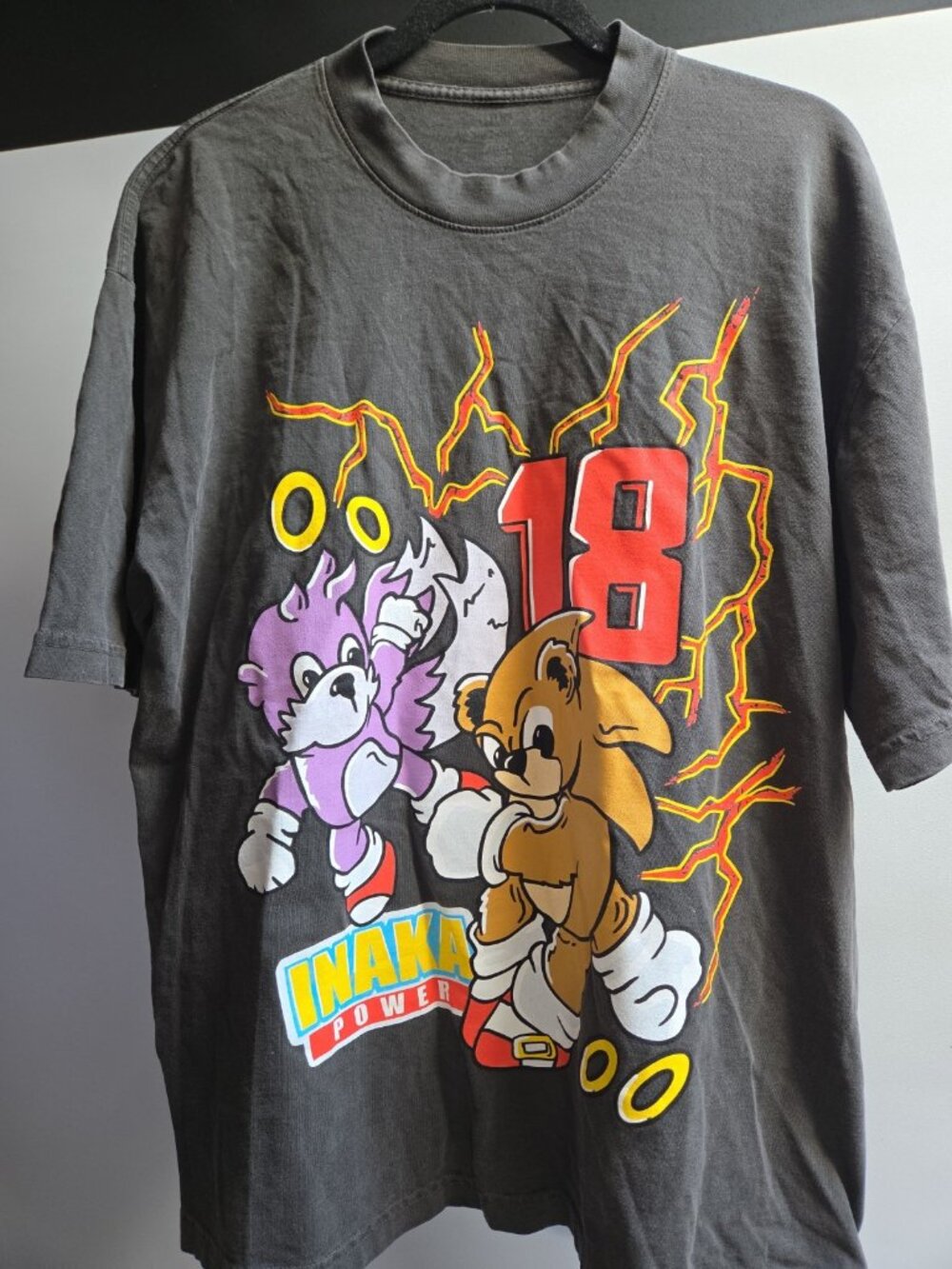Inaka Power Black Sonic Hedgehog Parody Graphic T-Shirt Gym Lifting Large